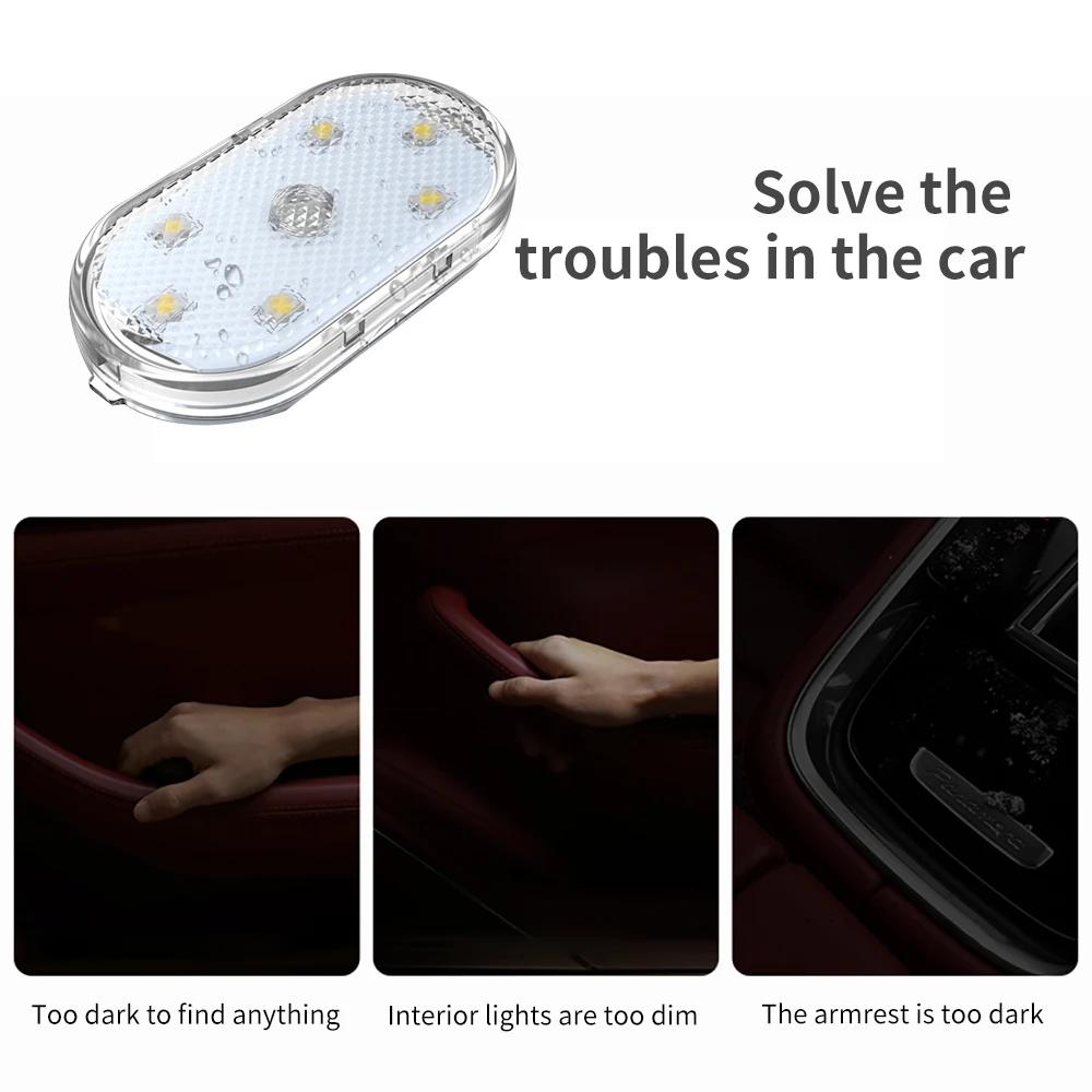 Car Interior Dome Light Finger Touch Sensor Reading Lamp 5V LED Magnetic Attraction Light USB Charge Six Color Car Door Light
