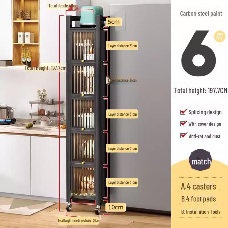 Kitchen Storage Cabinet with Microwave and Pot Rack