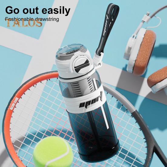 Fitness láhev na vodu se slámkou, víčko s odklápěním, 800 ml, bez BPA, PC sportovní láhev, nepropustná, režim duálního pití, potuodolný úchop, kelímek na pitnou vodu do posilovny