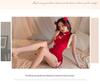 Retro Backless Cheongsam Christmas Lingerie - Cute Red Doll Dress