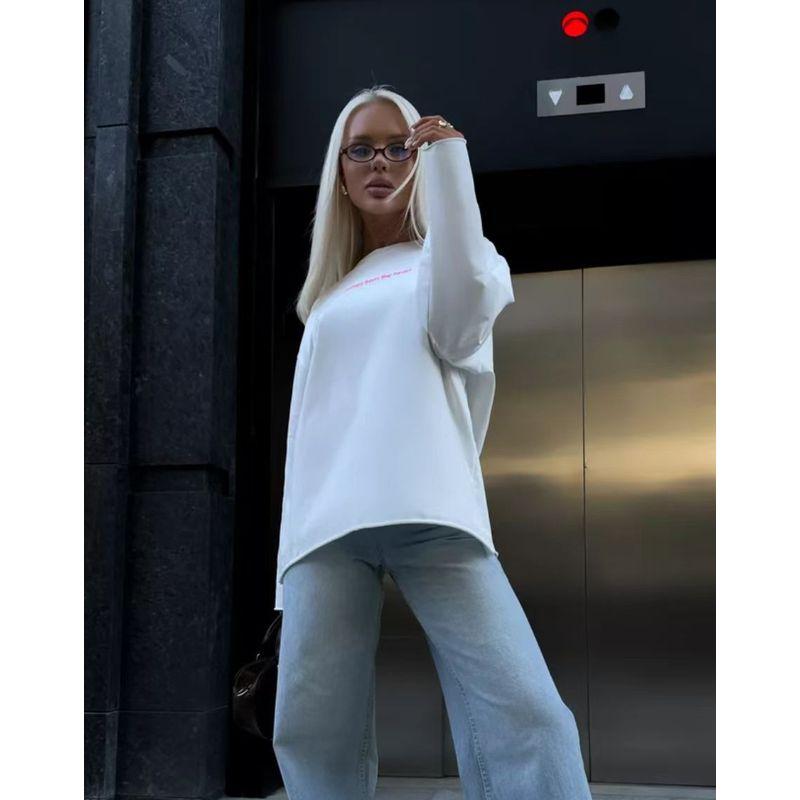 Fashion New Arrival Long Sleeves Print Casual Loose-Fitting T-shirt Casual Loose Long Sleeved T-shirt