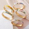 European and American Bestseller: 18K Gold Plated Titanium Steel Enamel Bracelet - Women’s Colorful Drip Oil Light Luxury Jewelry.