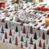 Merry Christmas Xmas Tree Buffalo Plaid Waterproof Tablecloth Table Decor Winter Xmas Dining Tablecloth Christmas Decorations