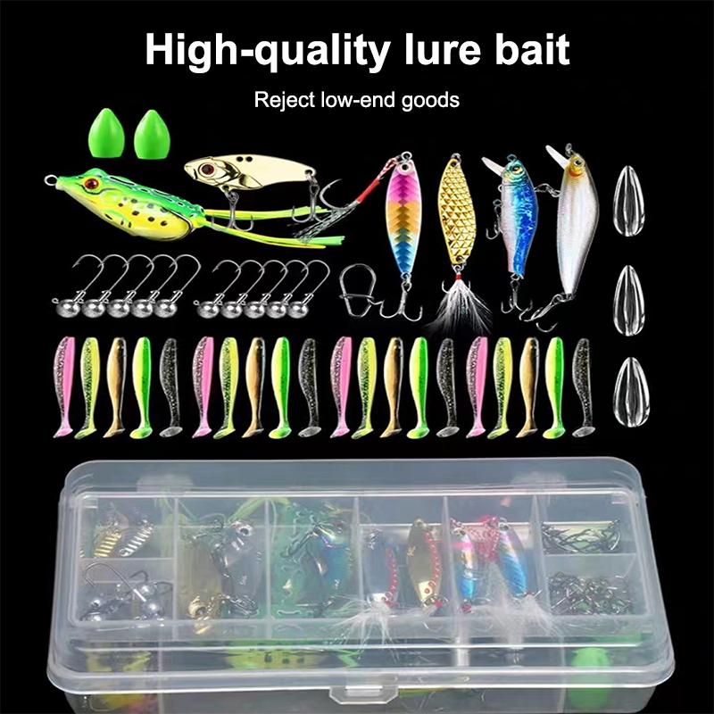 Fishing Lure Kit Soft And Hard Bait Set Gear Layer Jig Spoon For Bass Pike Crank Tackle Accessories With Box