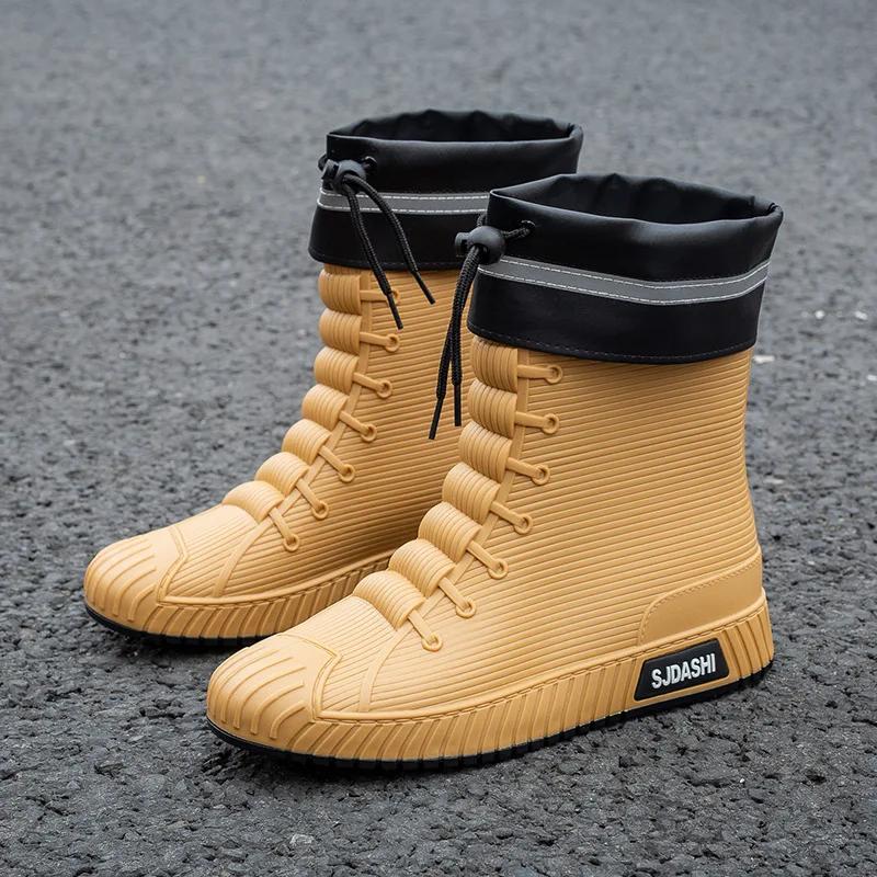 Fashion Versatile Casual Short-barreled Waterproof Shoes Men Women Lined with Fleece Warmth Anti-slip Wear-resistant Outdoors Rain Boots