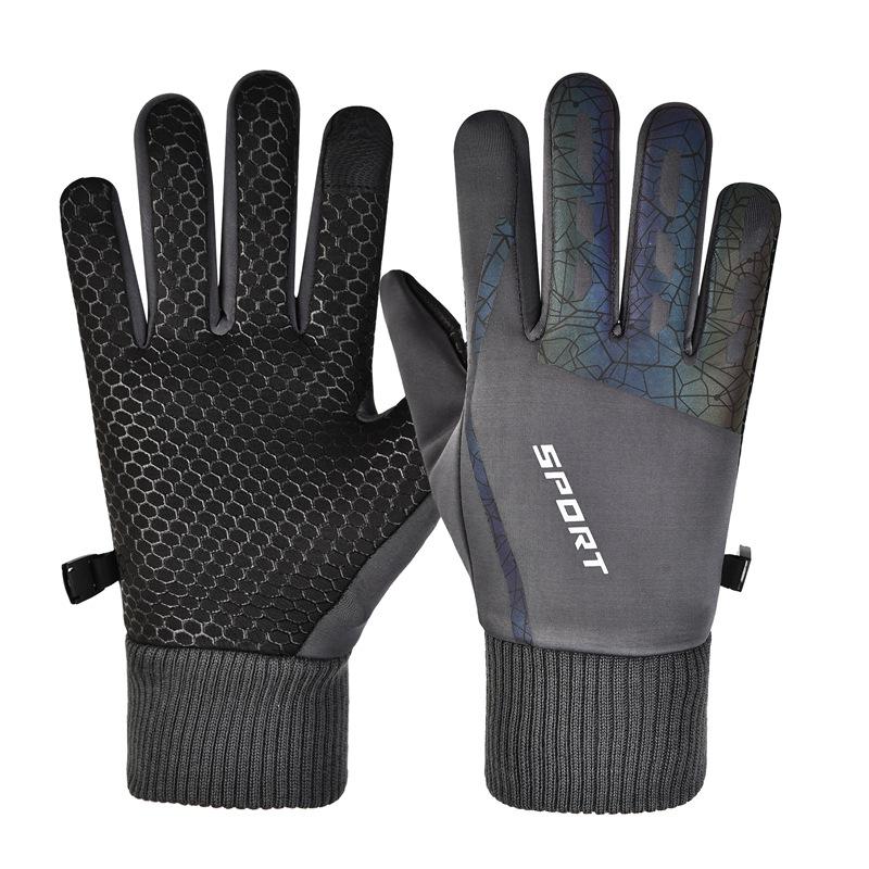 Outdoor cycling gloves men's and women's autumn and winter velvet warm waterproof and non-slip touch screen driving running sports gloves