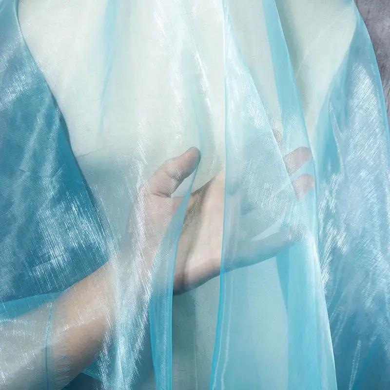 Tissu Organza Tulle Dégradé Bicolore 2/3m Matériau de Couture DIY Conception de Vêtements Robe Mariage Tissu Créatif