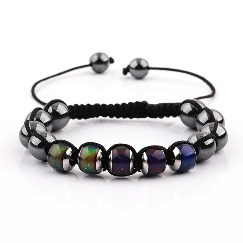 

Braided Natural Stone Color Changing Beads Charm Bracelets Crytal Emotion Feeling Changeable Temperature Control Mood Bracelet