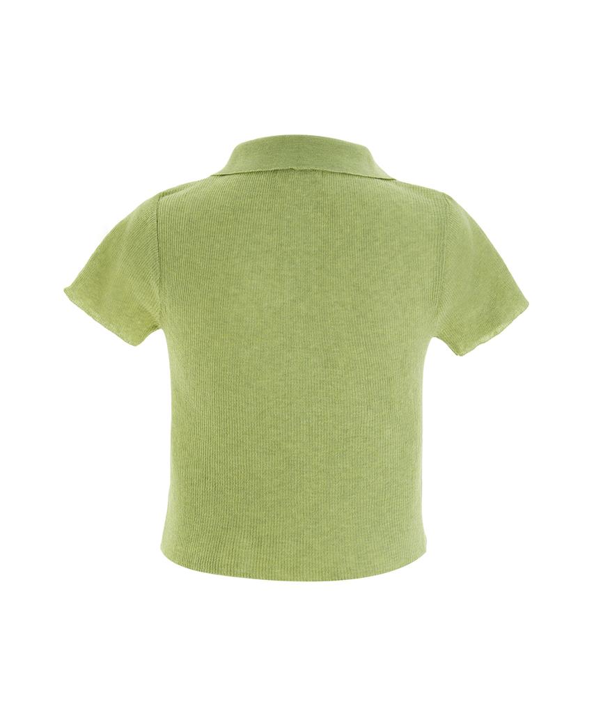 CERRIC Open Collar Logo Knit / Green