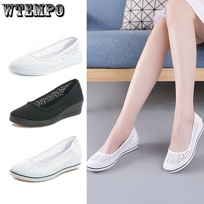Buty damskie letnie sandały z materiału oddychające miękkie dno białe puste małe białe buty