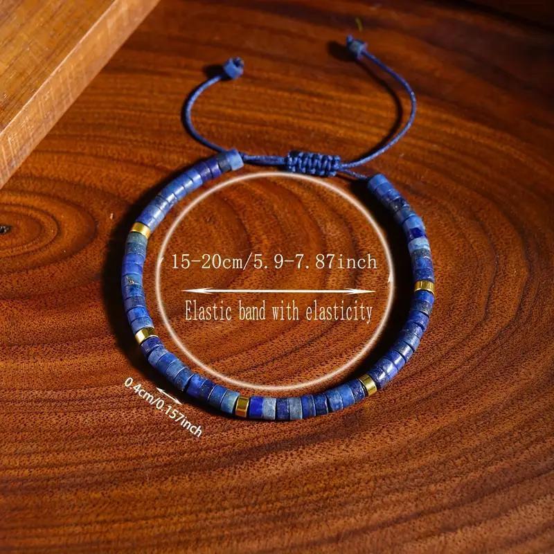 Adjustable Bohemian Lapis Lazuli Braided Bracelet – Natural Healing Gemstone, Calming Unisex Daily Gift