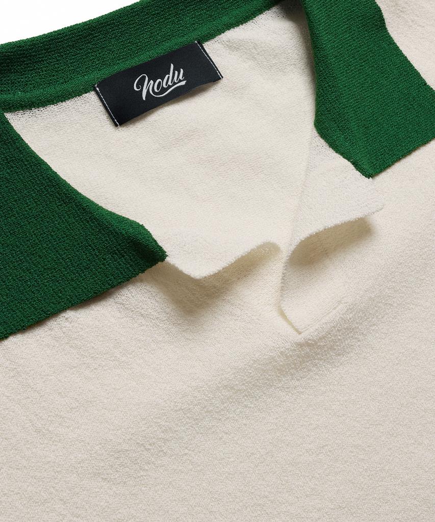 NODU Summer Vivid Color Block Collar Knit [Ivory]