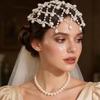 Women Hairband Pearls Hair Jewelry Bridal Modern Blingbling Tassels Pearls for Bride Wedding Party Head Cluster