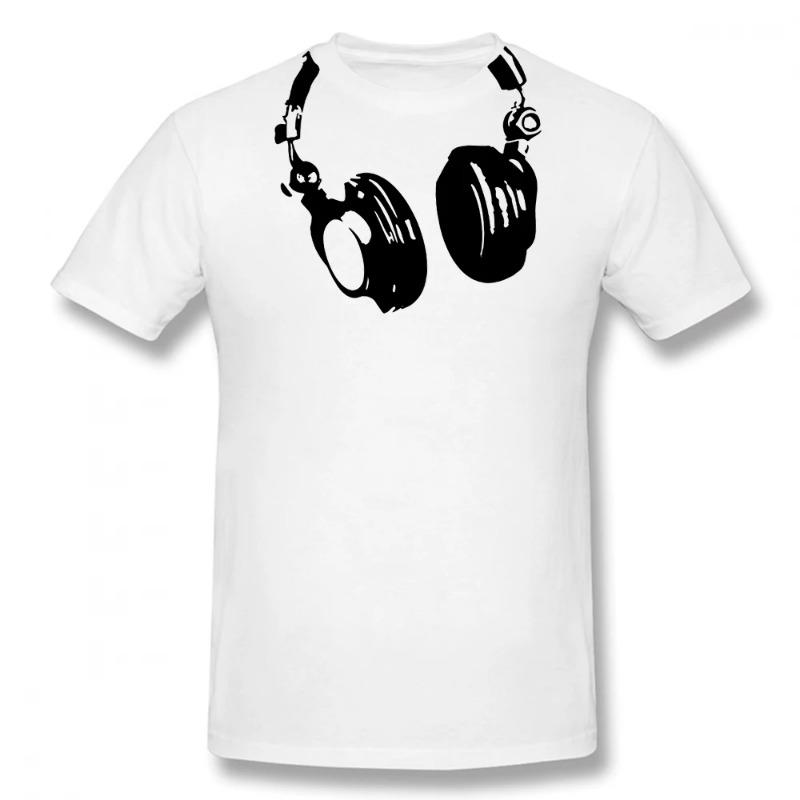 

Футболки с забавными наушниками Dj, графические футболки с коротким рукавом и круглым вырезом в стиле Harajuku Music Techno, мужская одежда