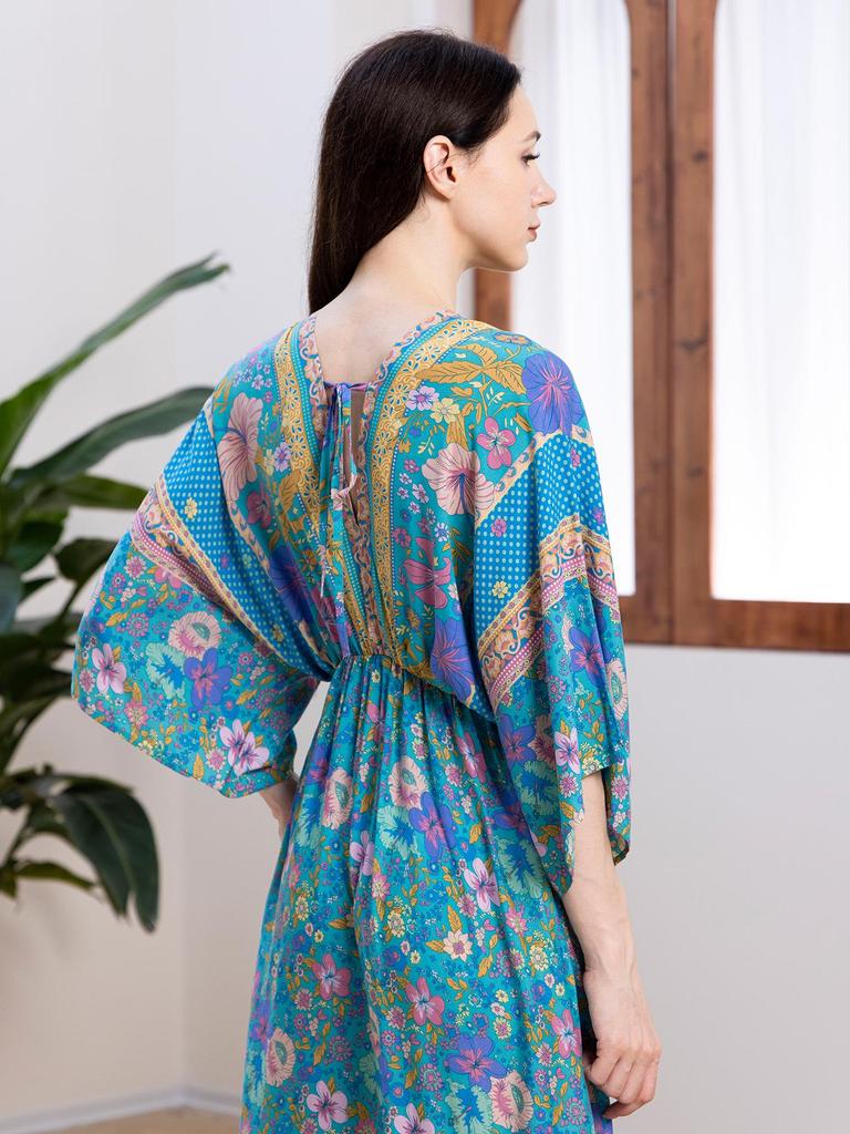 New Women's Rayon Bohemian Holiday Beach Long Dress