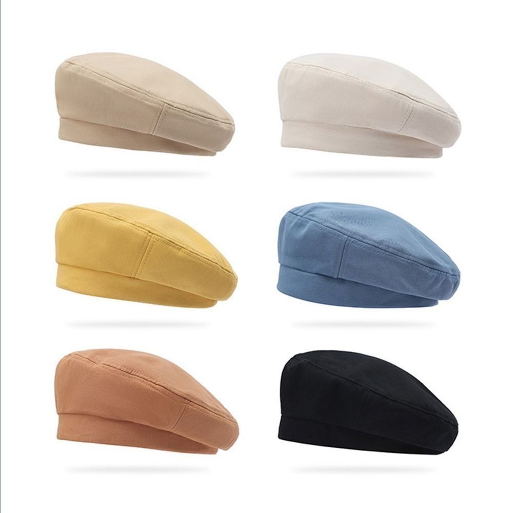 

Japanese Style Berets Solid Color Hat Fashionable Painter Cap Girls жовтий