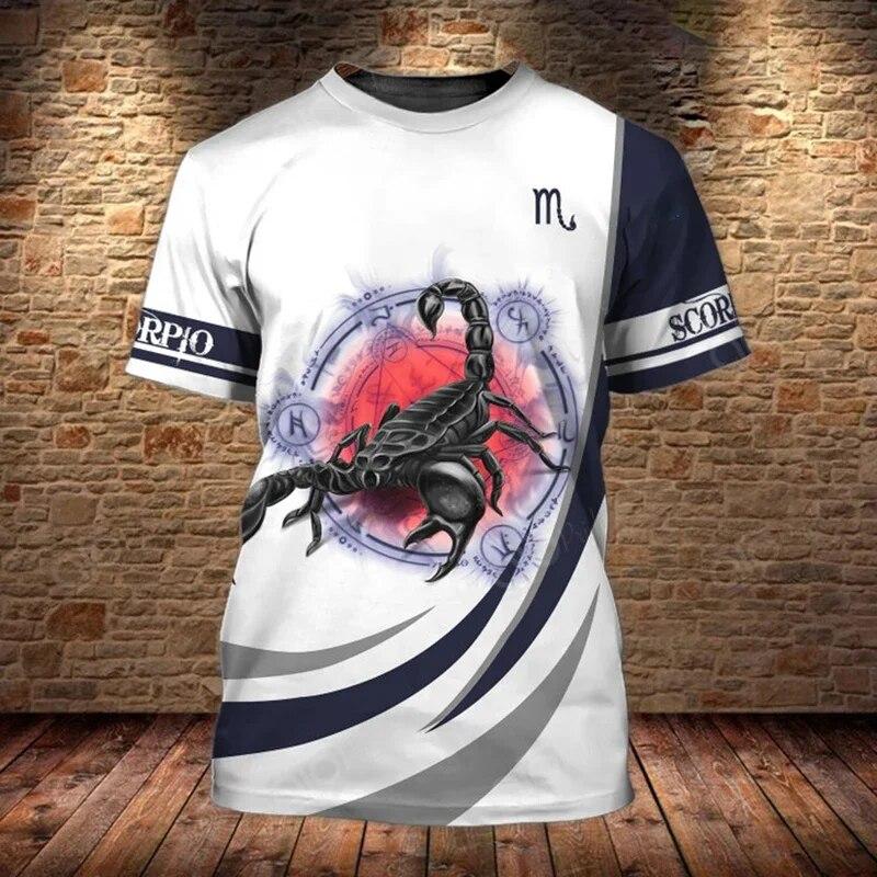 Zvířecí pánské tričko Léto Krátký rukáv Scorpion 3D tisk Vtipná trička Móda Neformální Muž Sportovní Košile Nadměrná velikost Pánské Oblečení