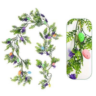 Spring Floral Garland Artificial Easter Egg Garland with Easter Egg Yellow Daisy Greenery Easter Garland for Fireplace Home Table Holiday Easter Decor