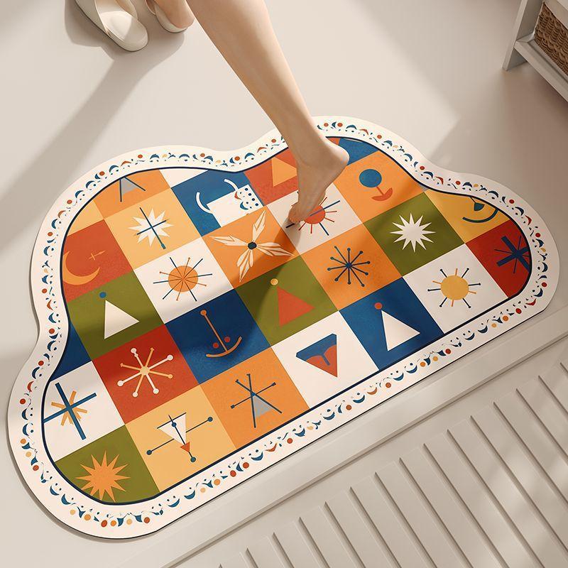 Cute Cartoon Diatom Mud Floor Mat, Bathroom Non-Slip Absorbent Quick-Drying Floor Mat, Bathroom Door Dirt-Resistant And Wear-Resistant Floor Mat