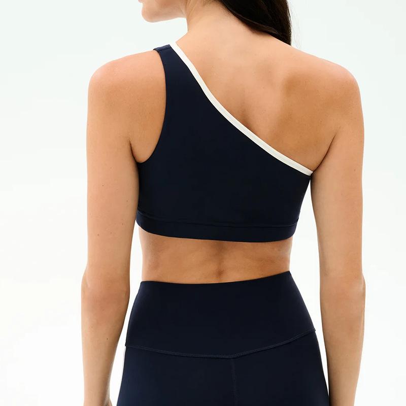 Spring/Summer One-Shoulder Yoga Set: Sexy Two-Piece Women's Fitness Outfit with Chest Pads