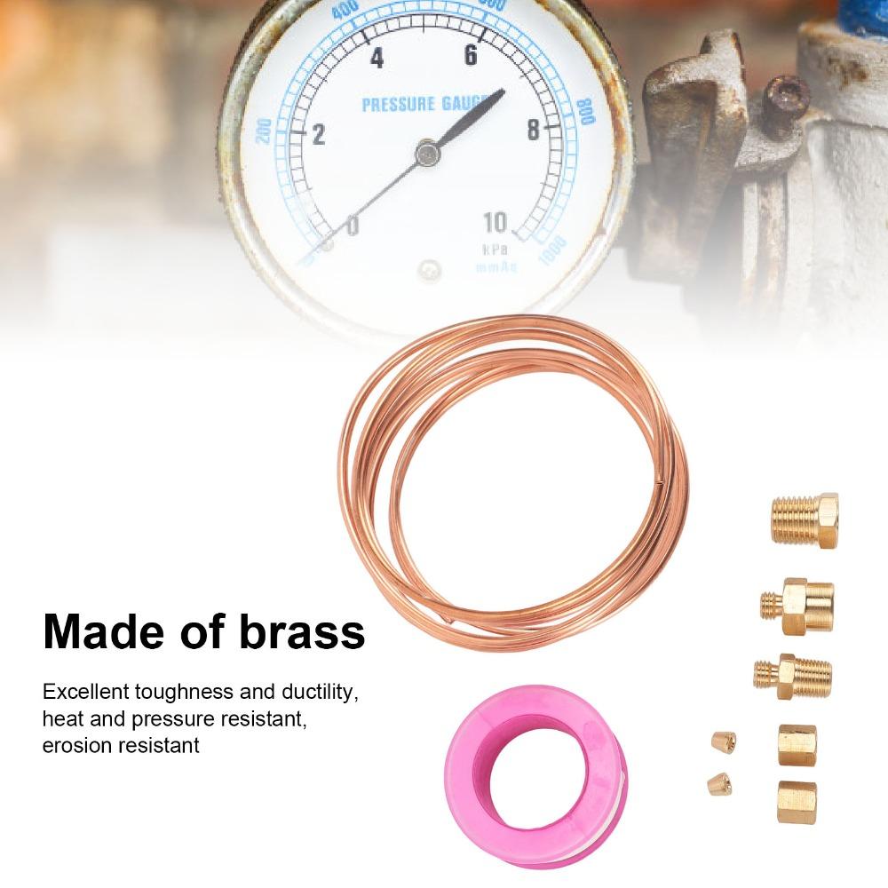 9Pcs Durable Metal Material Oil Pressure Gauge Tubing Instrument Pipeline Installation