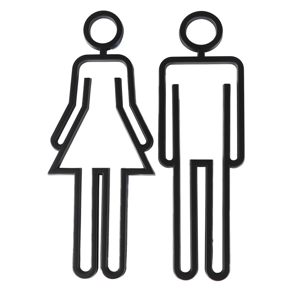 Self Adhesive Creative for Hotel,Office,Home Acrylic Toilet Symbol Bathroom Signage WC Plaque Restroom Sign L