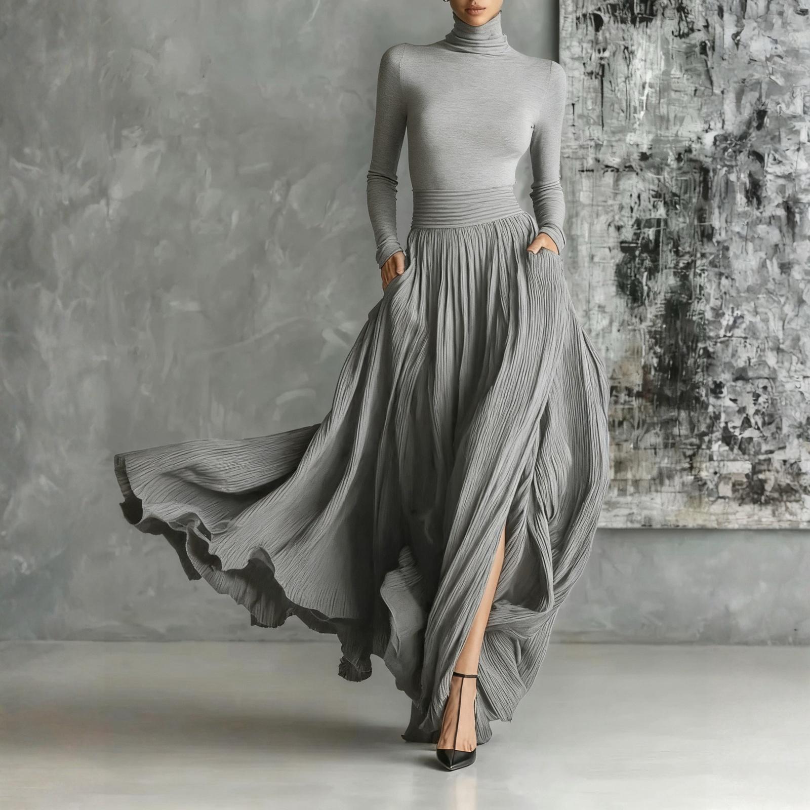 

Женские платья-бэбидолл из бархата свободного кроя с квадратным вырезом и длинными рукавами L