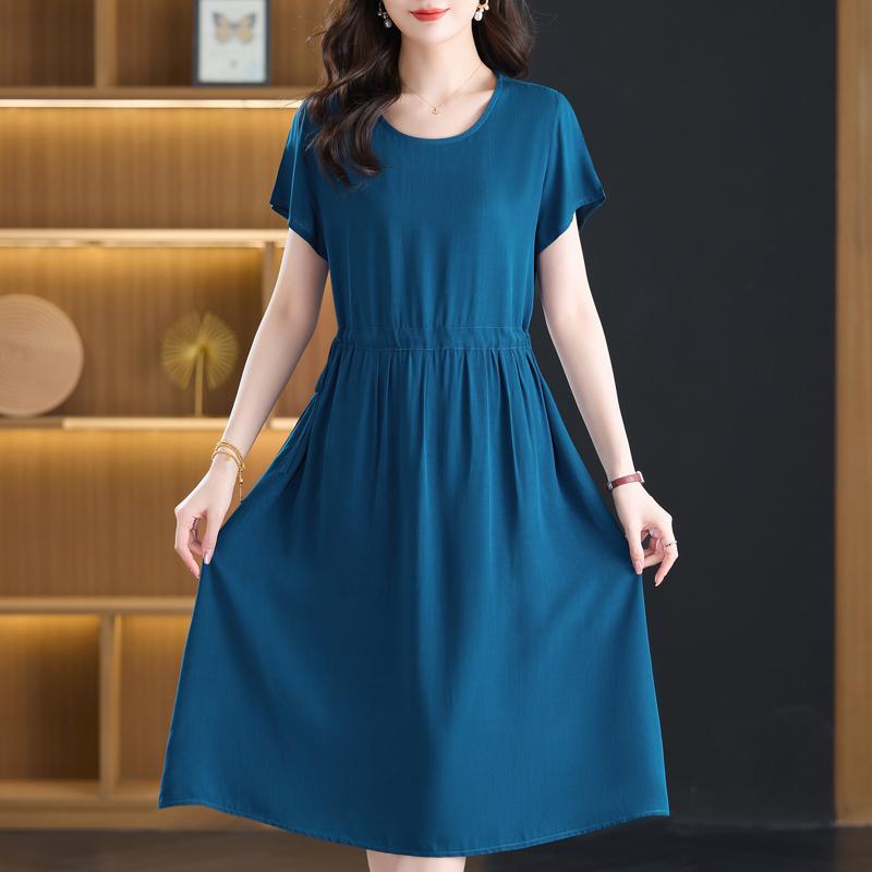 Summer Women's Elegant Dresses Plus Size Short Sleeve Casual Long Dress Vintage Clothes