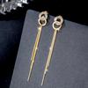 New Korea Trendy Luxury Crystal Long Tassel Drop Dangle Earrings for Women Charm Geometric Circle Pendants Earring Party Jewelry