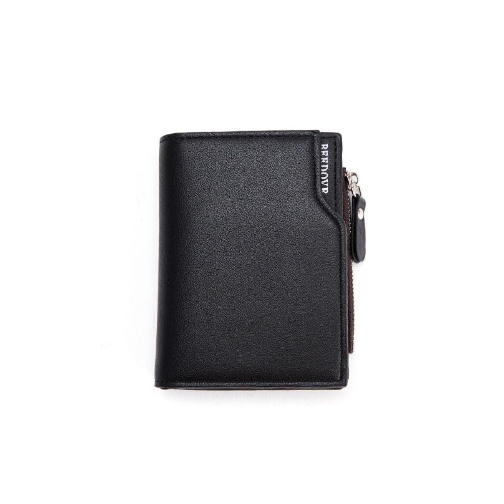 Zipper Men Coin Purse Waterproof Business Card Holder Fashion PU Leather Wallet Business