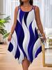 2026 new women's clothing printed shoulders random European and American fashion large size dress women with hem summer