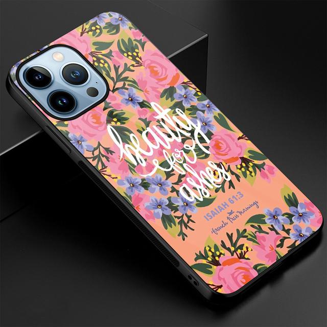 

Чехол с цветочным текстом и этикеткой для Iphone 11 14 13 12 Pro Max Mini Xs Xr X, чехол из закаленного стекла для Iphone 7 8 6s Plus Se 2022 For iPhone 14 Pro