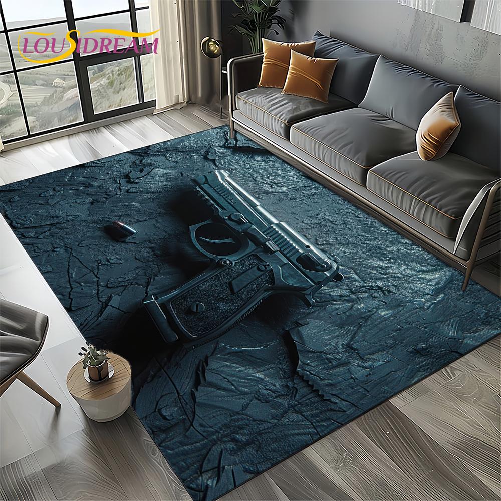 2025 New Cool Guns Pistol Ammunition Bullet Cartridge AK M4 Rug Carpet for Living Room Bedroom Decor,Non-slip for Sofa Doormat