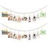 2PCS Wall Hanging Photo Display with Wooden Beads Garland, Collage Picture Frame for Boho Wall Decoration, Photo Holders