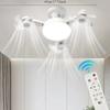 Drone Design Silent Ceiling Fan Light E27 Base Remote Controlled Dimmable 3 Color LED Ceiling Fanlight for Living Room Bedroom