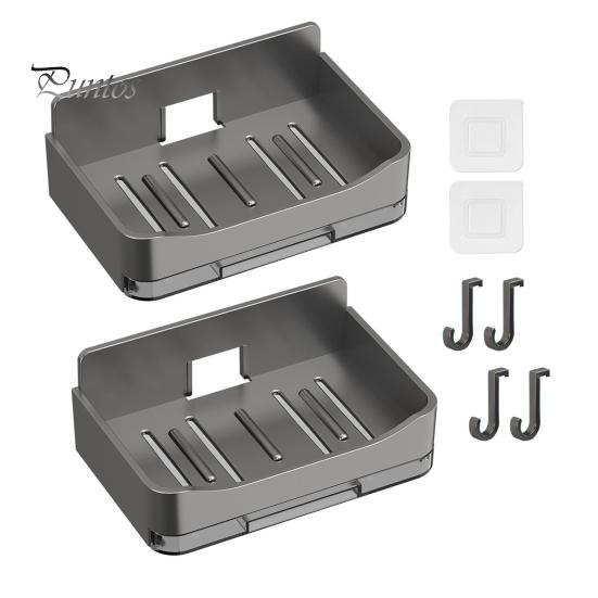 

2 шт. Настінна мильниця для душу. Міцна несуча порожниста конструкція. Проста установка. Піддон для мила. сірий