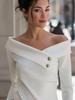 European Designer Off-Shoulder Long-Sleeve Asymmetrical Button T-Shirt for Women, 2026 Fashion