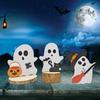 Festives Halloween Wood Ghostly, Black Cats Brooms Pumpkins Table Decorations Wood Tiered Tray Decoration Table Sign