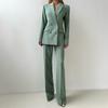 2025 Spring Europe, America, Amazon Cross-border Women's Clothing Commuting Versatile Temperament Skinny Solid Color Suit Three-piece Set