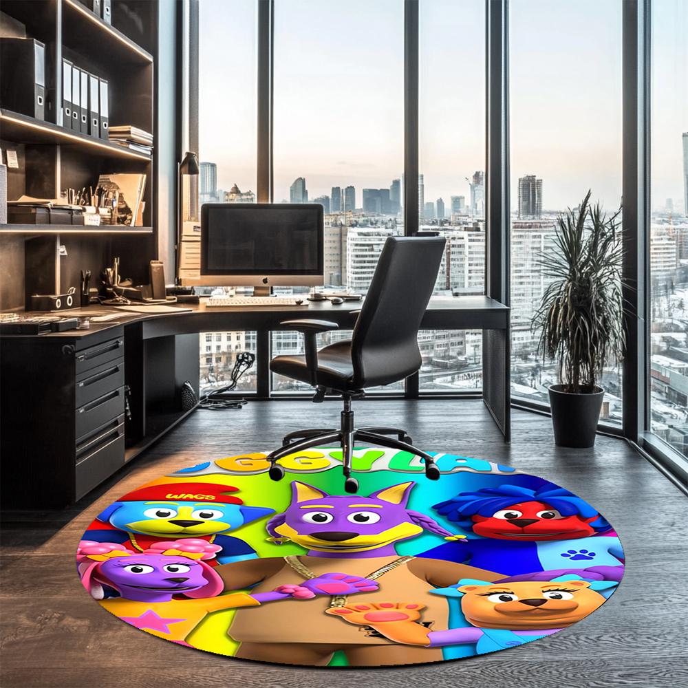 Doggyland Bedruckter Runder Teppich Teppich Stuhlteppich Bereichsteppich Eingang Fußmatten, für Bürostuhl Wohnzimmer Schlafzimmer Küchenraum.