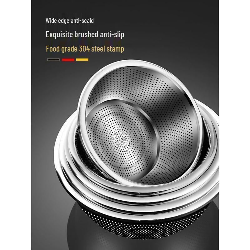 Food-Grade Stainless Steel Mesh Drain Basin for Washing Vegetables and Rice