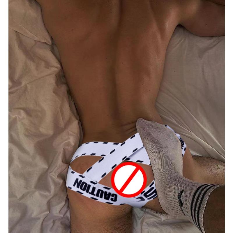 1Pc 0850 Cross Strap Men's Thong Threaded Cotton Sexy Butt Lifting Four Ding Gay Back Empty Sexy Sexy Free Pants