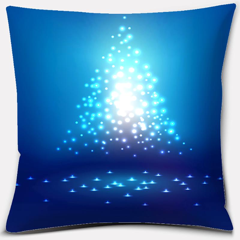 Blauer Weihnachtsstrauß Druckserie Muster Kissenbezug Quadratischer Kissenbezug Home Office Dekoration Kissenbezug