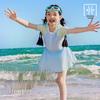 EBAER Girl's Sun-Protective Short-Sleeve One-Piece Swim Dress