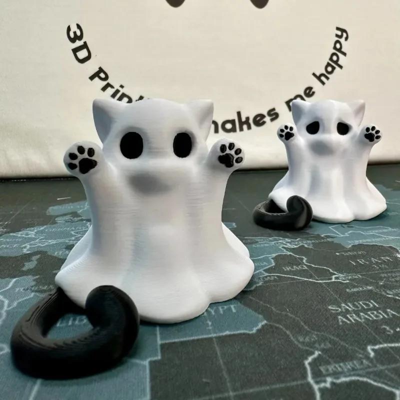 Mini-Kätzchen-Geister-Ornamente Angst vor Niedlichkeit Desktop-Atmosphäre Halloween-Gefühl Sende Freundin Katzen-Geschenk Heimdekoration Bastelarbeiten