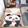 Cute Panda Cartoon Carpet with Pink Flowers for Kids Room Decor Suitable for Use As an Anti-slip for Living Room Bedroom Sofas