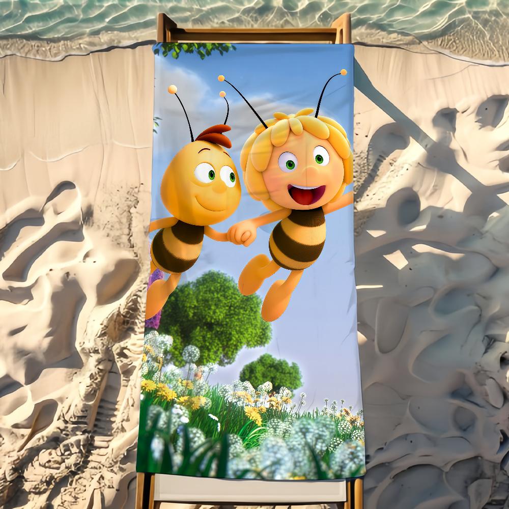 Cartoon M-Maya the Bee Towel Beach Shower Bath Travel Lightweight Skin Friendly for Pool Camping Cruise Summer
