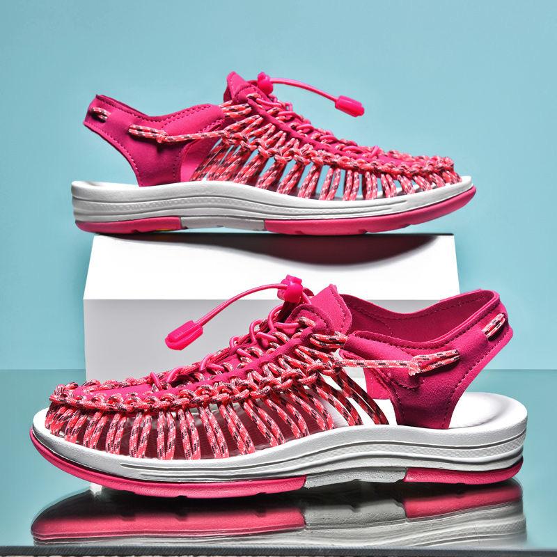 

Летние сандалии Мужская повседневная пляжная обувь Вязаные сандалии Парные римские сандалии Уличные полые походные туфли большого размера 46