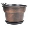 Lightweight Durable Plant Holders Retro Flower Pot with Saucer, Bronze Finish Drainage Holes, Pots Saucers Breathable Thickened Plastic Planter