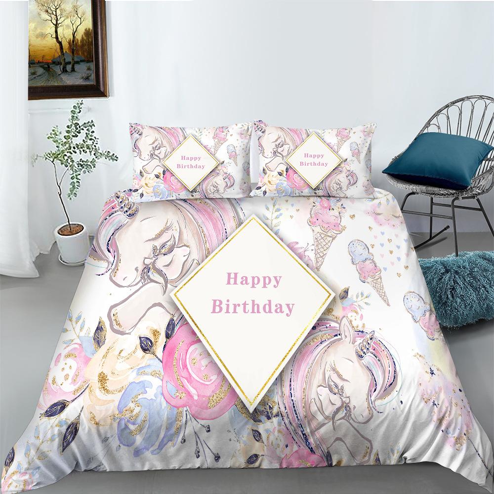 

Пододеяльник Наволочка Набор из трех предметов Серия «Единорог» Цифровая печать Полиэстер A pair of pillowcases 50 * 90